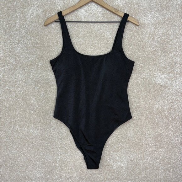 NWT AERIE Black One Piece Cheekiest Swimsuit Size XL Ribbed Cheeky Sexy - Picture 1 of 9